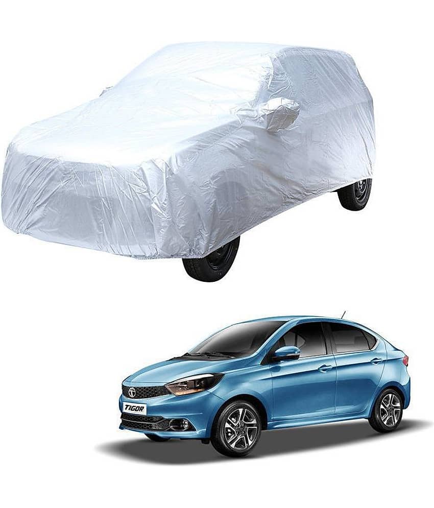 Autoretail Silver Color Dust Proof Car Body Polyster Cover With Mirror Pocket Polyster For Tata Tigor