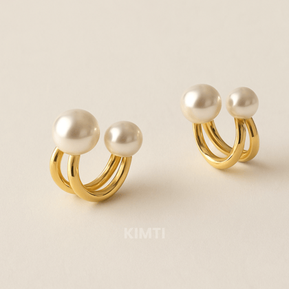 Golden Pearls Contemporary Studs Earring