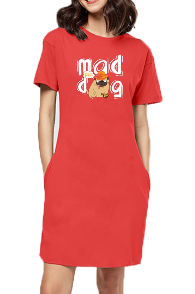 T-shirt Dress With Pockets - Pizza Pug (3 Colours) (Slim Fit)