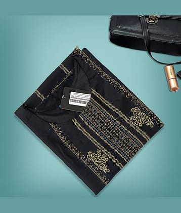 Ethnic Basket Pack of 1 Crepe Printed A-line Women's Kurti - ( Black )