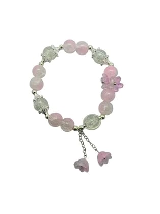 Stylish Beaded Bracelet for Women & Girls with Pearl Charm | Pastel Crystal Stone Stretch Bracelet | Trendy Elastic Fashion Bracelet for Party & Gifting