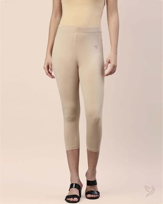 Cotton Capri Legging - Butter Scotch-S / Butter Scotch
