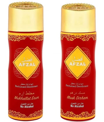 AFZAL Non Alcoholic Mukhallat Erum and Musk Dirham for Men & Women Pack of 2 - 200ml each