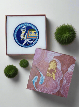 Gift Box with Handmade Jaipur Blue Pottery Plate - 8 inch diameter-8 Inches