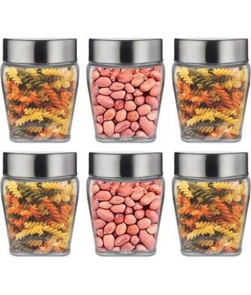 CROCO JAR - Transparent Glass Spice Container ( Pack of 6 )