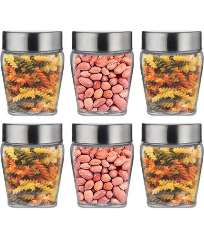 CROCO JAR - Transparent Glass Spice Container ( Pack of 6 )