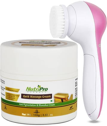 NutriPro Gold Massage Cream With Massager|Gold Leaf, 150GM