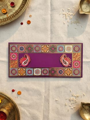 Elegant Magenta Mosaic Money Envelope – Premium Designer Shagun Envelope for Wedding & Festive Gifting