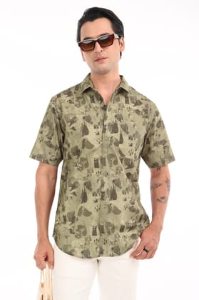 Matcha Matrix Digital Print Shirt-M / Pistachio