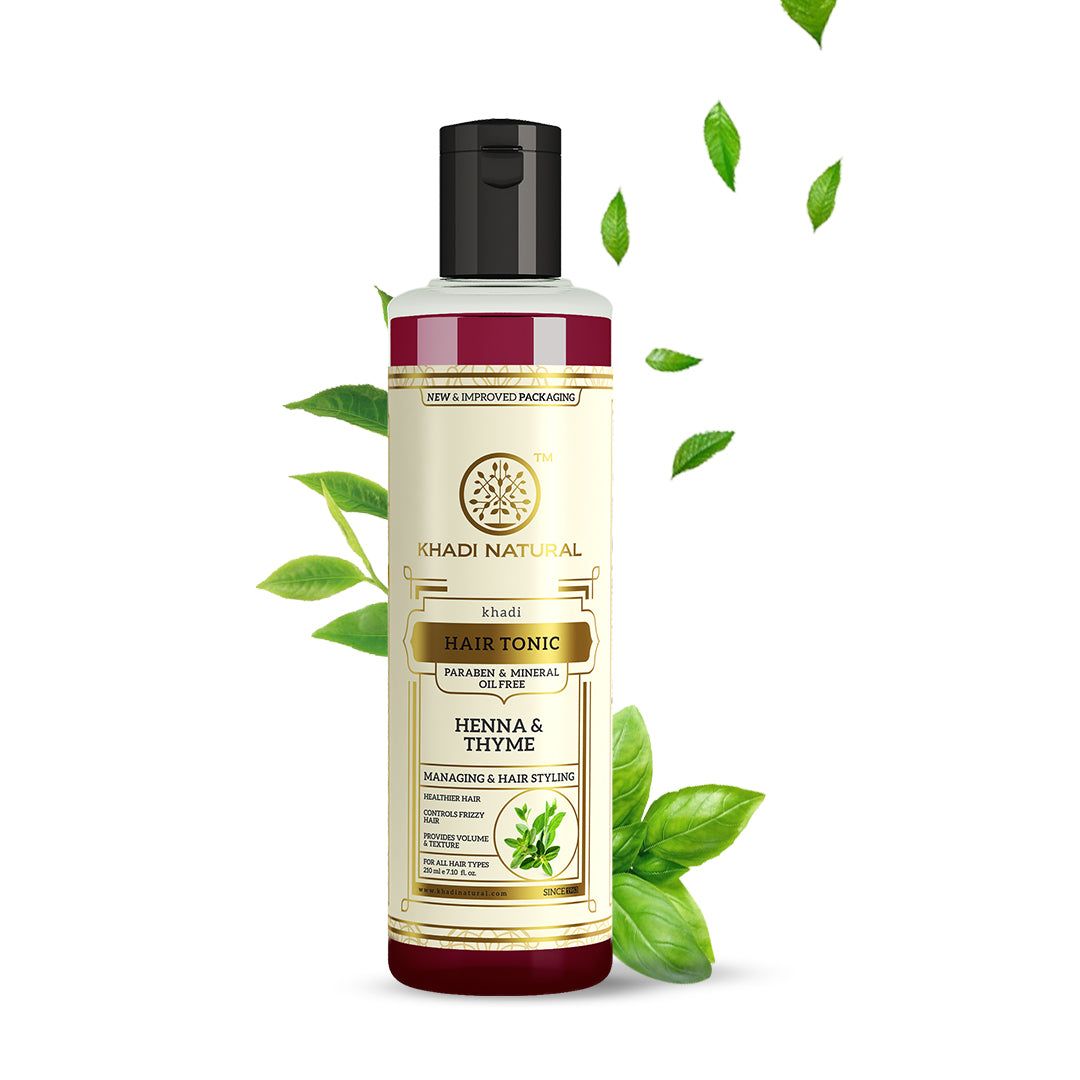 Khadi Natural Henna Thyme Hair Tonic Paraben & Mineral Oil Free - 210ml