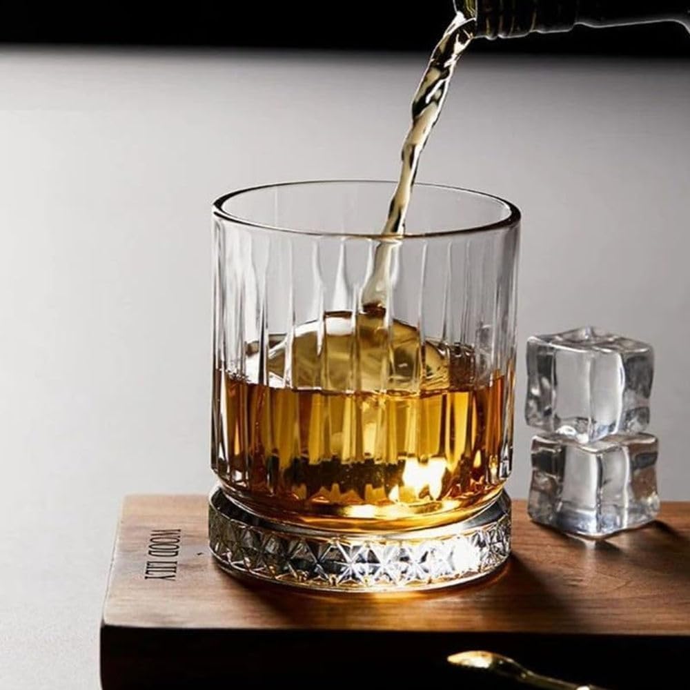 Whiskey Brandy Glasses | 310 ML | Premium Stylish Wine Glass | Old Fashion Rocks Tumblers | Cocktail Scotch and Rum |