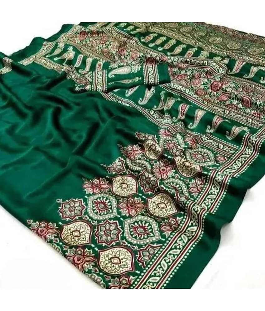 JIHANA FAB Georgette Printed Banarasi saree With Unstitched Blouse Piece ( Multicolor )