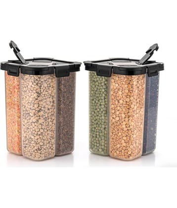 Dark Sun Kitchenware Food/Pulse/Grocery PET Black Dal Container ( Set of 2 )