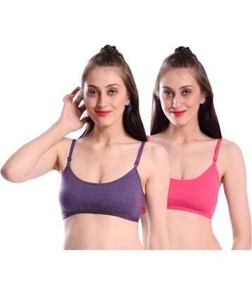 Elina Pack of 2 Cotton Non Padded Women's Racerback bra ( Multi Color )