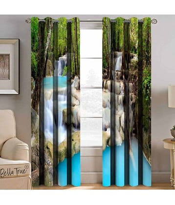 BELLA TRUE  Set of 2 Window SemiTransparent Eyelet Polyester Multi Color Curtains ( 152 x 113 cm )