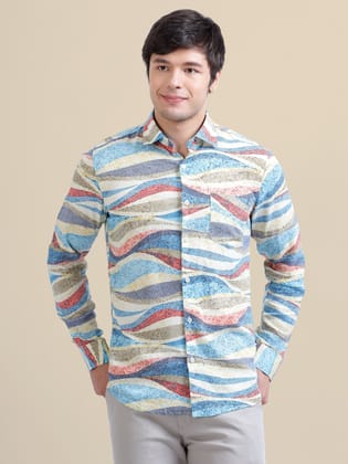 Men'S Premium Rayon Shirt With Self-Design Spread Collar-S-38