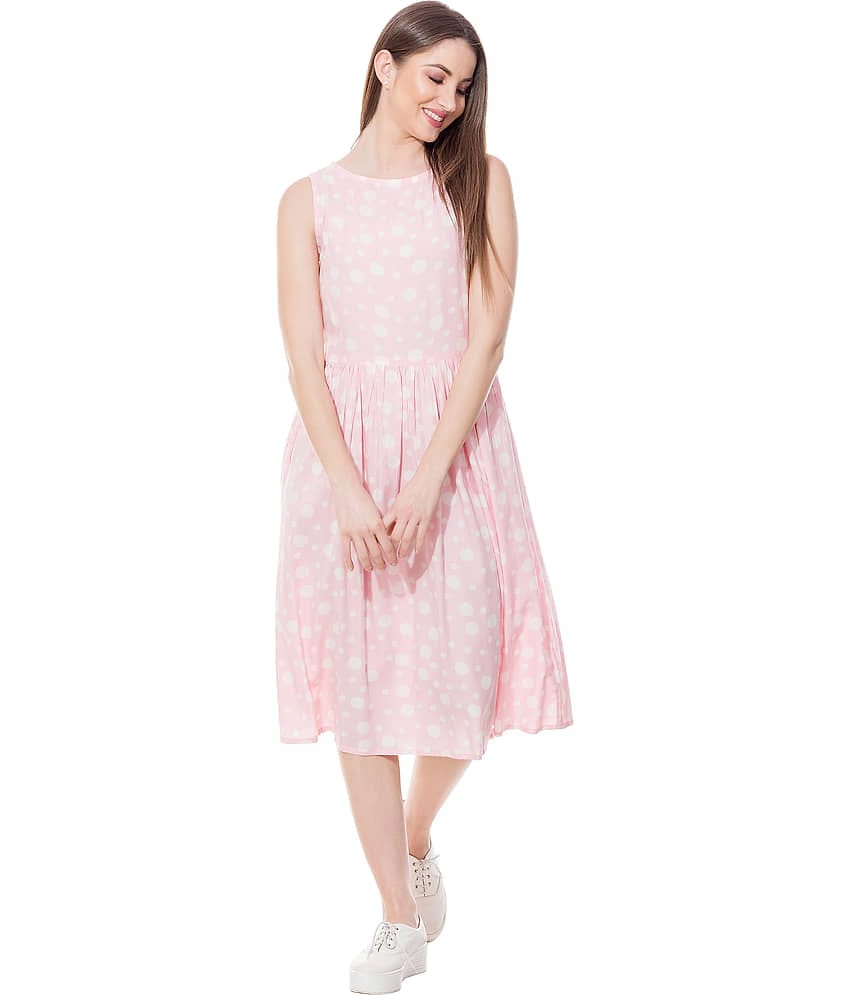 GOD BLESS - Pink Rayon Women's Flared Kurti