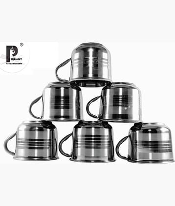 PIQUANT KITCHENWARE Steel Single Wall Fancy Tea Cup 6 Pcs ml