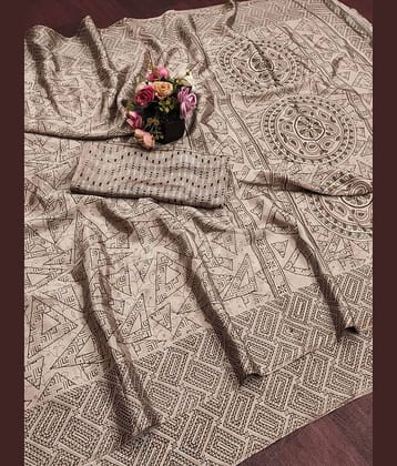JIHANA FAB Chiffon Printed Bandhani Sarees With Unstitched Blouse Piece ( Multicolor 4 )
