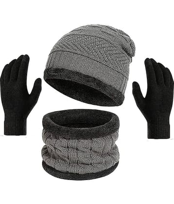 Infispace Pack of 2 Woollen Men's Cap ( Black )