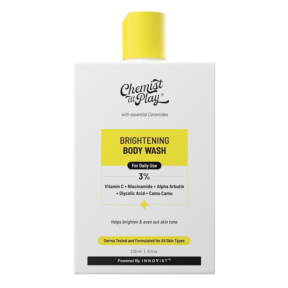 Chemist At Play Brightening Body Wash | Glowing Skin Vitamin C Bodywash | Helps to Reduce Fades Dark Spots, Tan & Evens out Skin Tone| Alpha Arbutin| 30X Vitamin C with Camu Camu | Women & Men | 236ml Chemist At Play Brightening Body Wash | Glowing Skin 