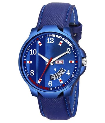 newmen - Blue Leather Analog Mens Watch