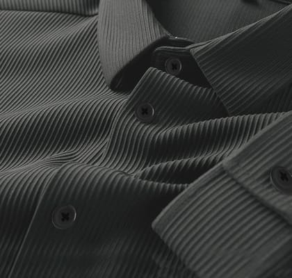 Corduroy Casual Shirts for Men Blended Fabric - Grey-S