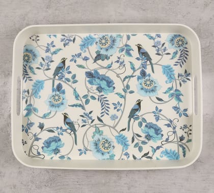 India Circus Azur Blooms Rectangle Small Bamboo Tray