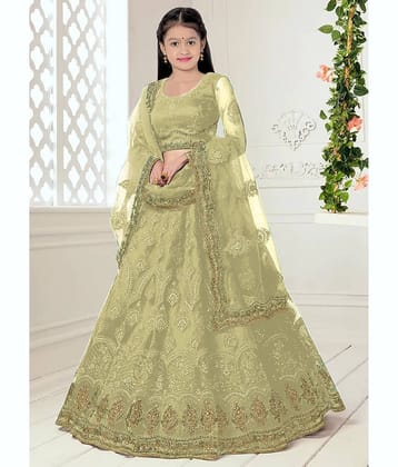 piludi Net Lehenga Choli Set For Girls ( Pack of 1 , Lime Green )