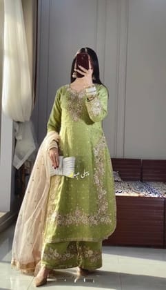 Designer Party Wear Look Silk Top Plazzo & Dupatta Set Designer Party Wear Look Silk Top Plazzo & Dupatta Set