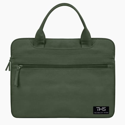 The Wallet Store EcoCarry Canvas Laptop Bag - Olive - 15 Inch