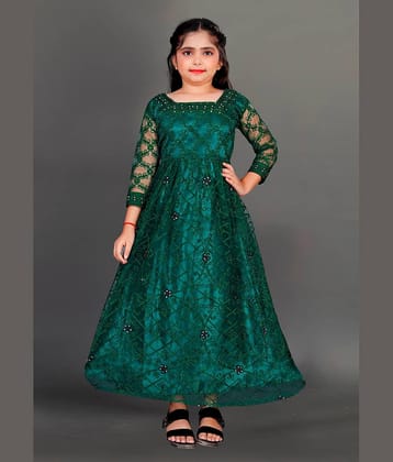 KV Fashion Net Frock For Girls ( Pack of 1 , Green )