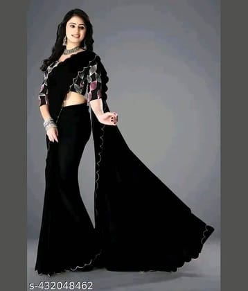 Kalpana Creation Georgette Solid Saree With Unstitched Blouse Piece ( Multicolor )