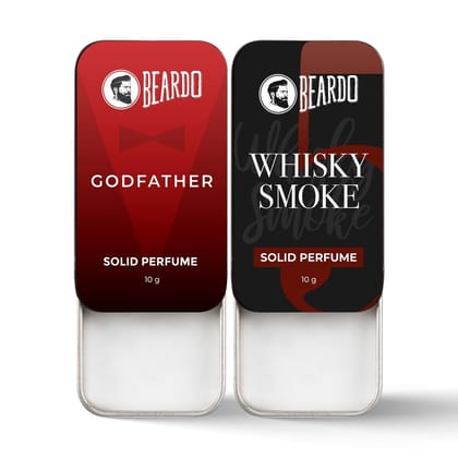 BEARDO Godfather & Whisky Smoke Solid Perfume 10g (Set of 2) | Strong & Lasting Fragrance | For Date Night | Gift For Brother | Gift For Friends | Gift For Brother BEARDO Godfather & Whisky Smoke Solid Perfume 10g (Set of 2) | Strong & Lasting Fragrance 