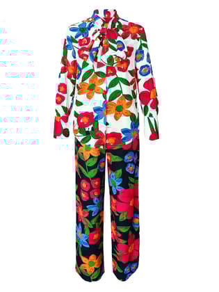 CONTRAST FLORAL PANT-M / Multi