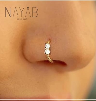 Girls Nose Ring Golden 2 Nug Nose Pin for Women And Girl Pack of 1