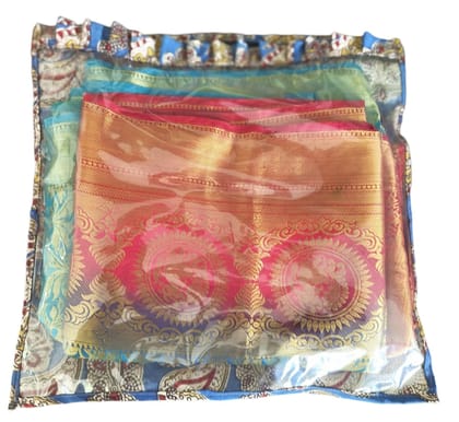 KALANKARI Traditional Indian Silk Saree With Blouse Piece, Wedding Saree,