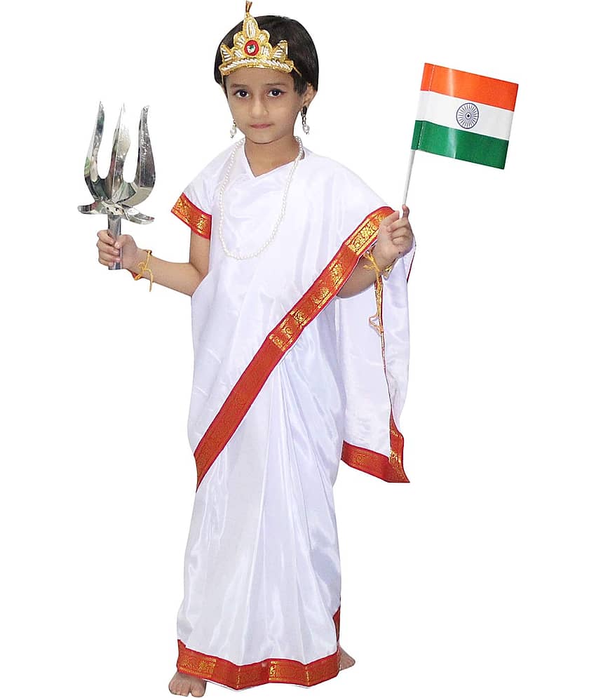 Kaku Fancy Dresses Bharat Mata Costume for Girls for Republic Day & Independence Day | National Hero Freedom Fighter Fancy Dress for Kids - 5-6 Years