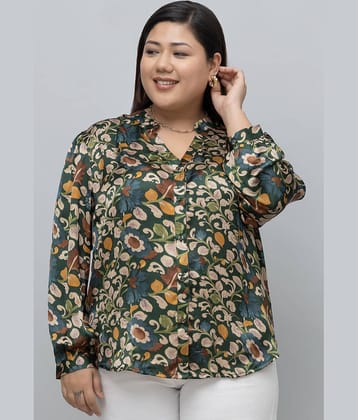 Women's Printed Satin Shirt ( Green )