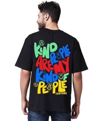 Trond Cotton Blend Oversized Fit Printed Half Sleeves Men's T-Shirt - Black ( Pack of 1 )