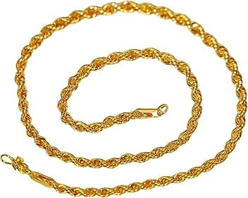 REAL SEED Brass 18 Inch Long Gold Plated Chain for Men and Women