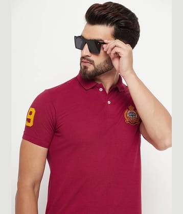 RELANE Pack of 1 Cotton Blend Regular Fit Solid Half Sleeves Men's Polo T Shirt ( Maroon )