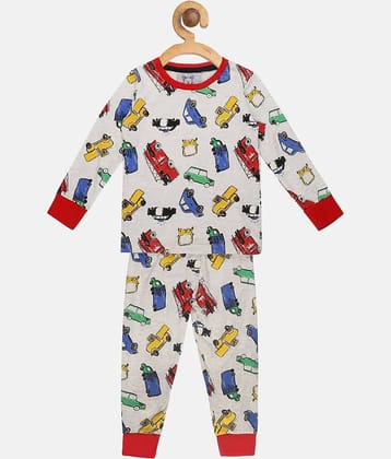 Lazy Shark Pack of 1 Boys Cotton Blend Nightsuit Set ( Grey )