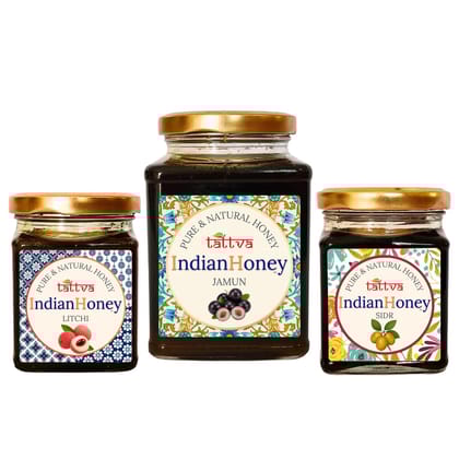 IndianHoney Jamun, sidr, & litchi Triple Combo Pack (500gm + 2x230gm)