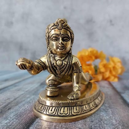Brass Bala Gopal - 4 inch Height | Divine Childlike Charm