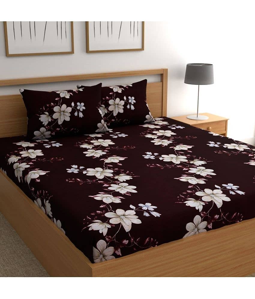 CG HOMES Microfiber 1 Double Bedsheet with 2 Pillow Covers ( Gold )