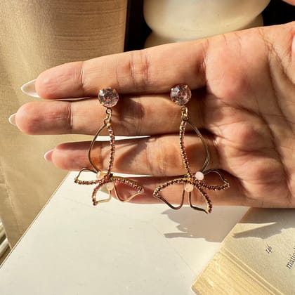 Pink Butterfly Turkish Dangler Earring