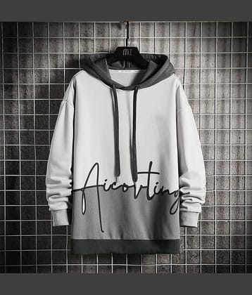 Try This Cotton Blend Regular Fit Printed Full Sleeves Men's Hooded T-Shirt - White ( Pack of 1 )