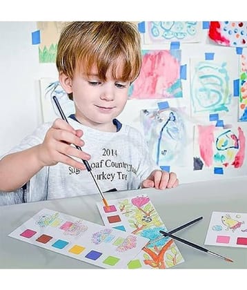 UNICOWatercolor Painting Books for Beginners, Pocket 20 Pages Book with 1 Paint Brush, Hours of Painting Fun for Children,Sheet Cartoon Watercolor Paint Book Gift for Kids