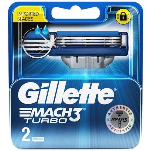 Gillette Mach3 Turbo - Manual Shaving Razor Blades Cartridge, 2 Pcs
